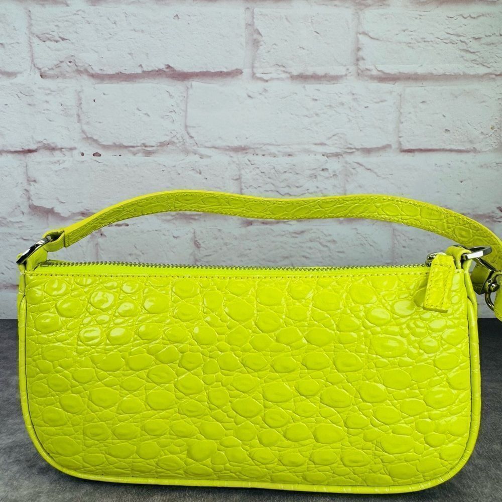By Far Rachel Acid Green Croc-Embossed Women's Bag New - Picture 3 of 14